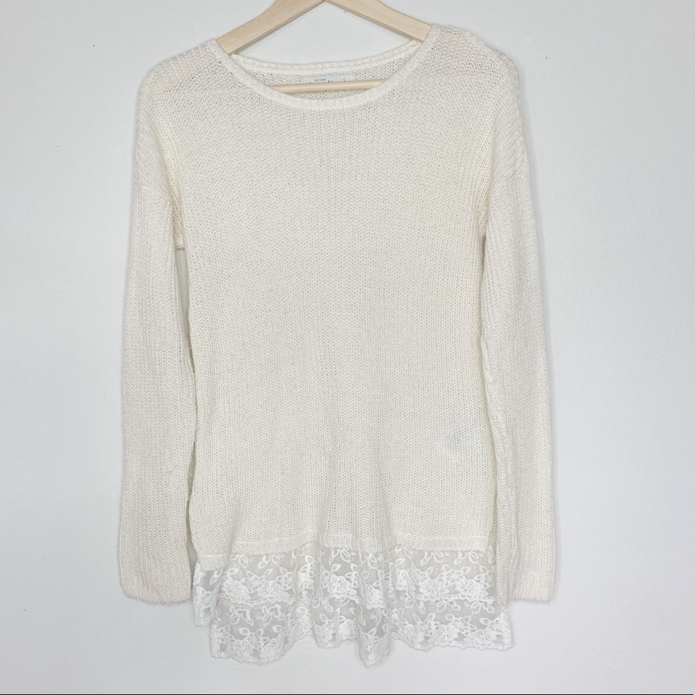 Abercrombie Kids Off-White Knitted Top with Lace